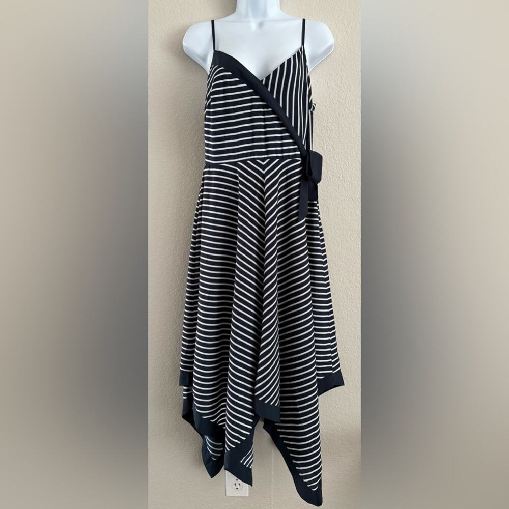 Banana Republic Wrap Handkerchief Asymmetrical Striped Dress Sz‎ 4 Coastal
